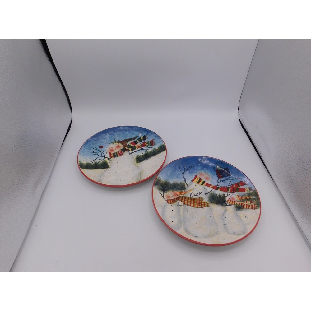 Certified International Susan Winget Folk Snowman 8" Salad Plates (2)